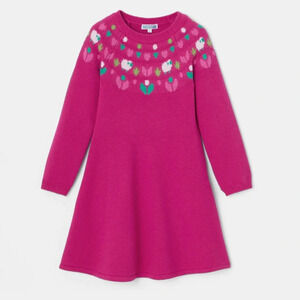 Jacadi Paris Girl knit dress wool blend in fuschia